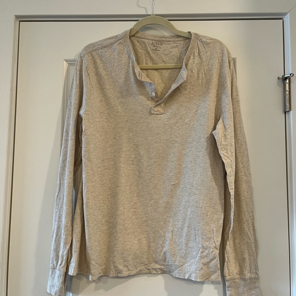 Men’s J. Crew Beige Heather Long Sleeve Henley